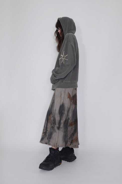 Mayte × Cycle ECHO STAR WASHED ZIP-UP HOODIE -CHARCOAL-